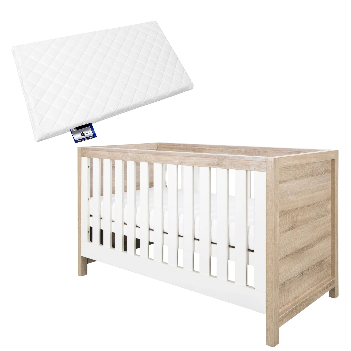 Tutti Bambini Modena Cotbed & Mattress, White/Oak