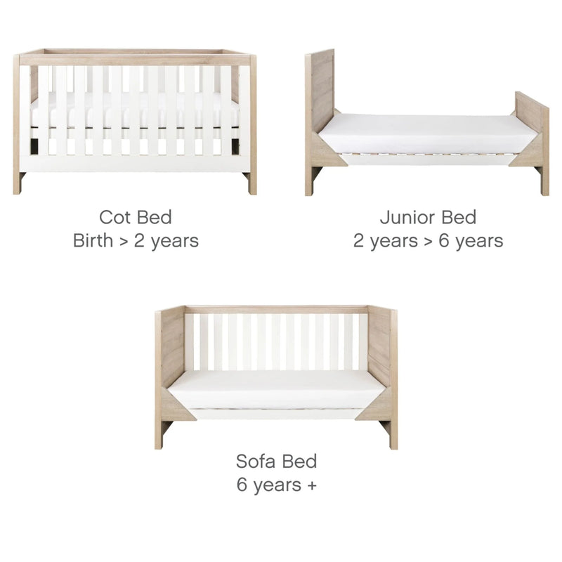 Tutti Bambini Modena Cotbed & Mattress, White/Oak