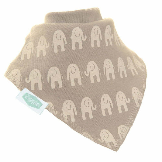 Ziggle Dribble Bib - Grey with Elephants - Kings Baby Shop NI