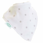Ziggle Bandana Dribble Bib, White/Grey Stars