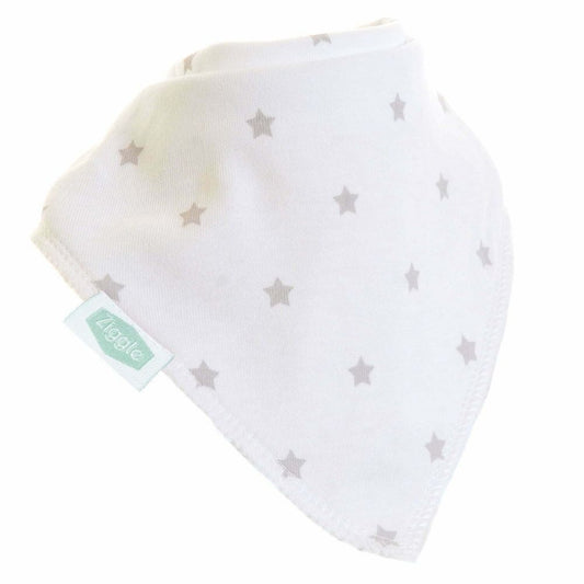 Ziggle Bandana Dribble Bib, White/Grey Stars
