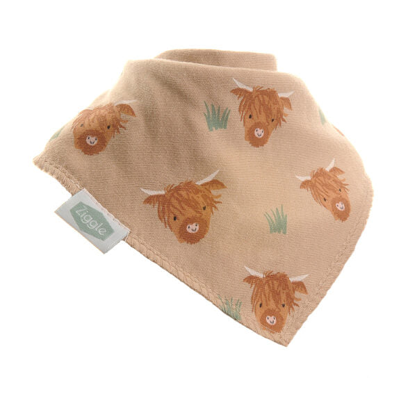 Ziggle Bandana Bib Highland Cow Print