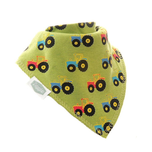 Ziggle Dribble Bib - Tractor Print - Green Bib - Kings Baby Shop NI