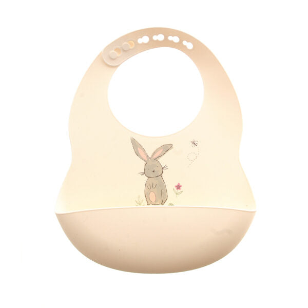 Ziggle Catch It Silicone Bib, Cream Bunny