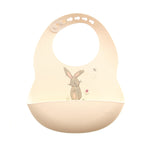 Ziggle Catch It Silicone Bib, Cream Bunny