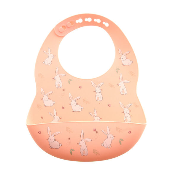 Ziggle Catch It Silicone Bib, Pink Bunnies
