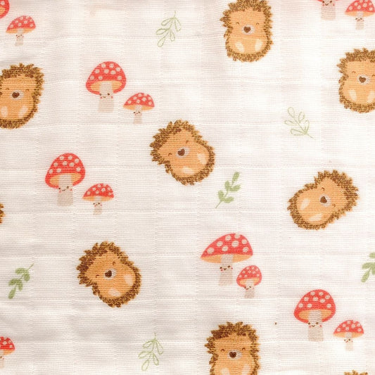 Baby Muslins - Hedgehog Woodland Print - Kings Baby Shop NI