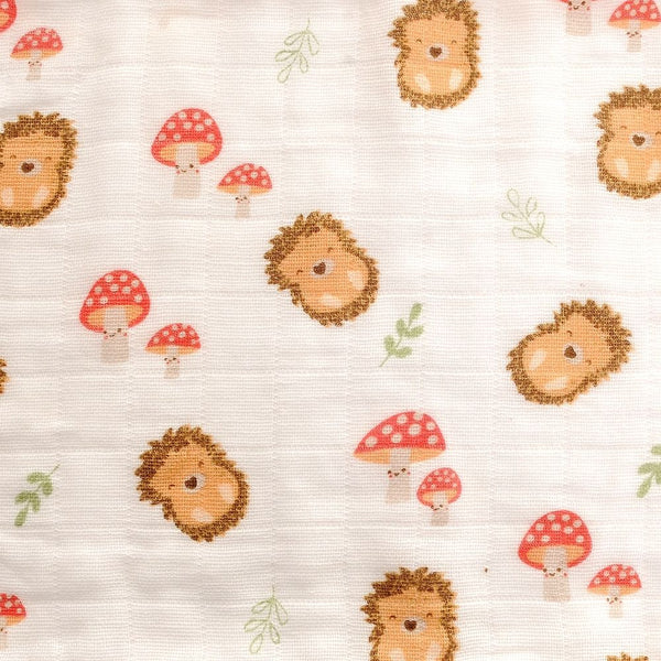 Baby Muslins - Hedgehog Woodland Print - Kings Baby Shop NI