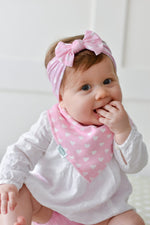 Ziggle Top Bow Turban, Pink & White Heart