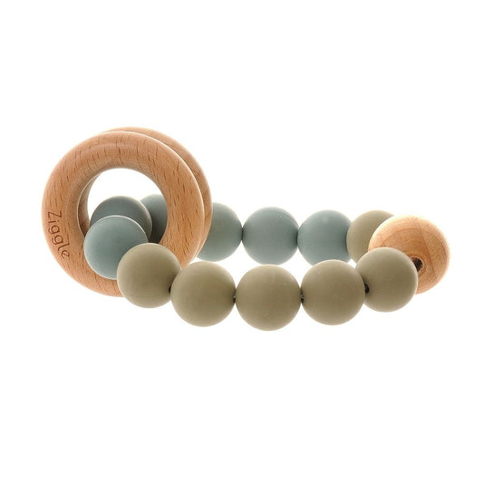 Ziggle Wooden Teether & Rattle, Blue - Kings Baby Shop NI