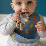 Ziggle Wooden Teether & Rattle, Blue