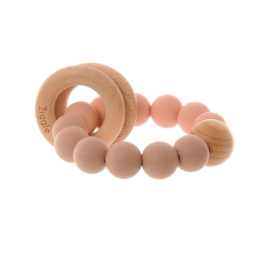 Ziggle Wooden Teething Ring - Pink - Kings Baby Shop NI
