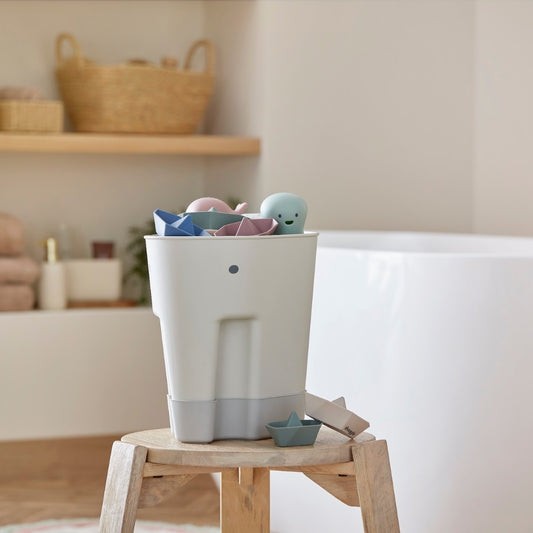 Shnuggle Ellie Bath Toy Storage Bin, Grey