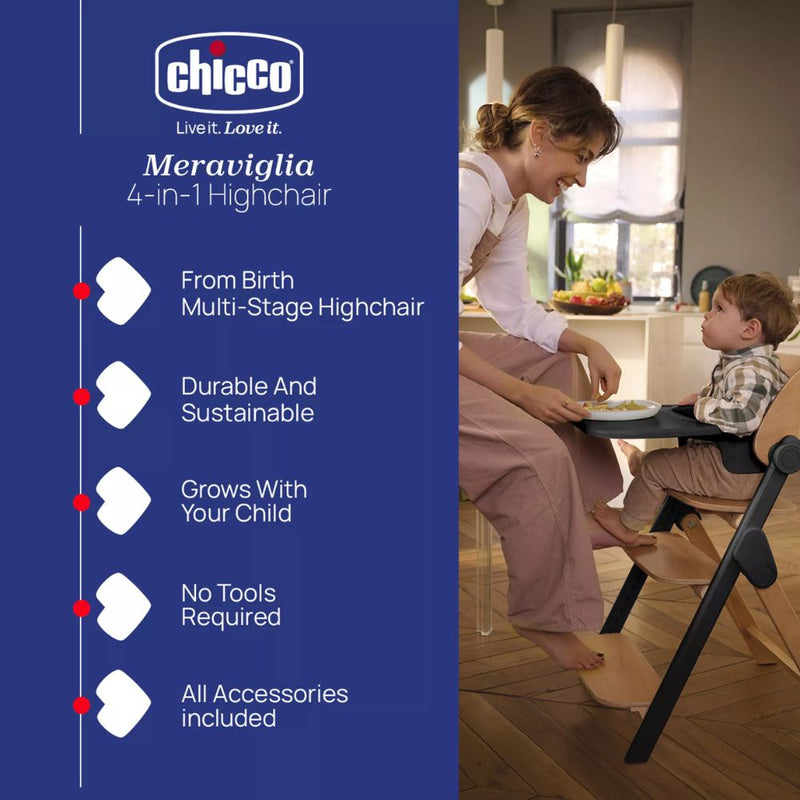 Chicco Meraviglia 4-in-1 Highchair, Ebony