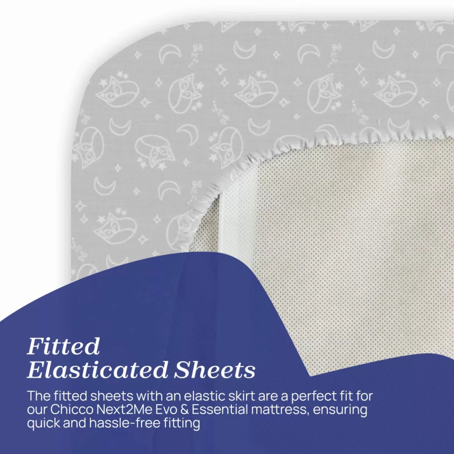 Chicco Next2Me Air Crib Sheets, Grey Fox