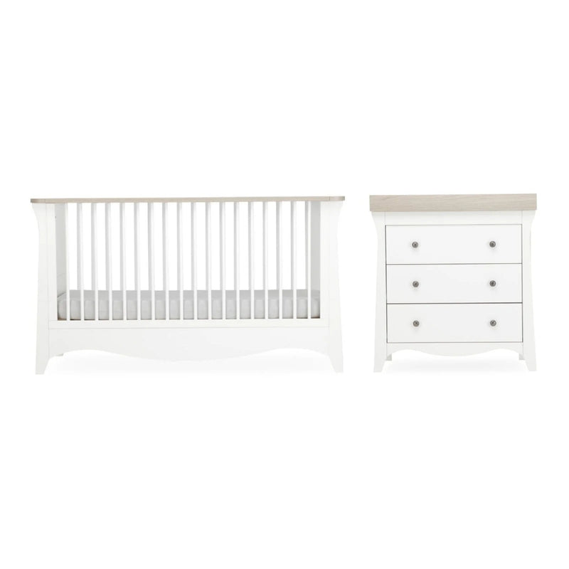 CuddleCo Clara 2pc Room Set & Mattress, White/Ash