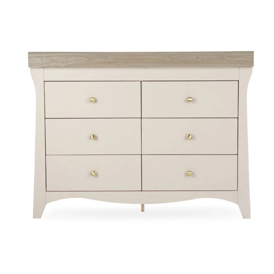 CuddleCo Clara Wide 6 Drawer Dresser, Cashmere/Ash