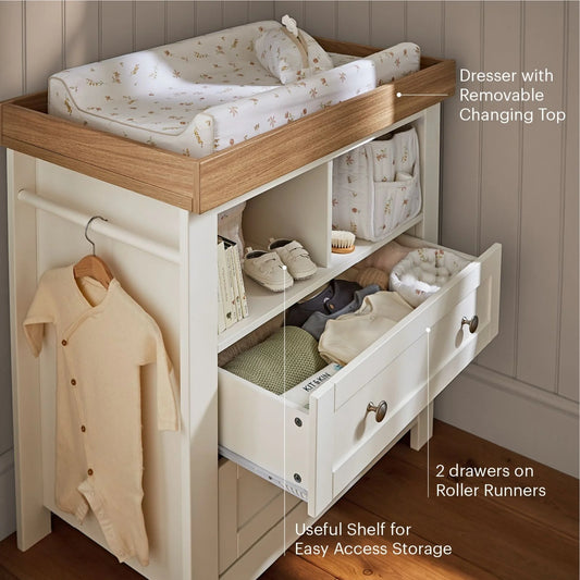 CuddleCo Burford 2pc Room Set & Mattress, White/Oak