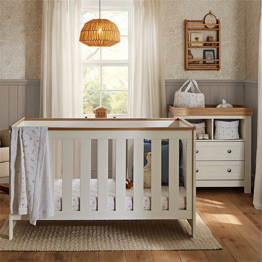 CuddleCo Burford 2pc Room Set & Mattress, White/Oak