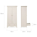 CuddleCo Clara 2 Door Double Wardrobe, Cashmere