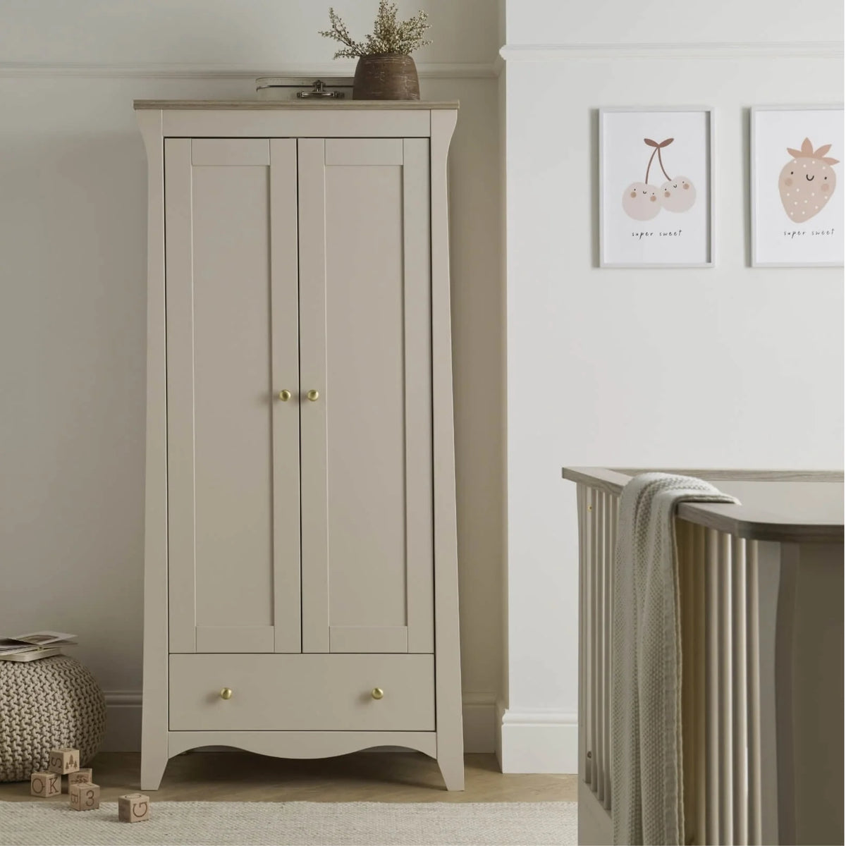 CuddleCo Clara 2 Door Double Wardrobe, Cashmere