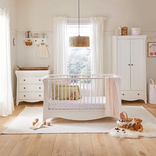 CuddleCo Clara 3pc Nursery Room Set & Mattress, White