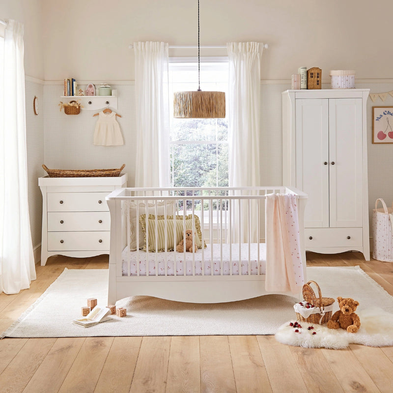 CuddleCo Clara 3pc Nursery Room Set & Mattress, White