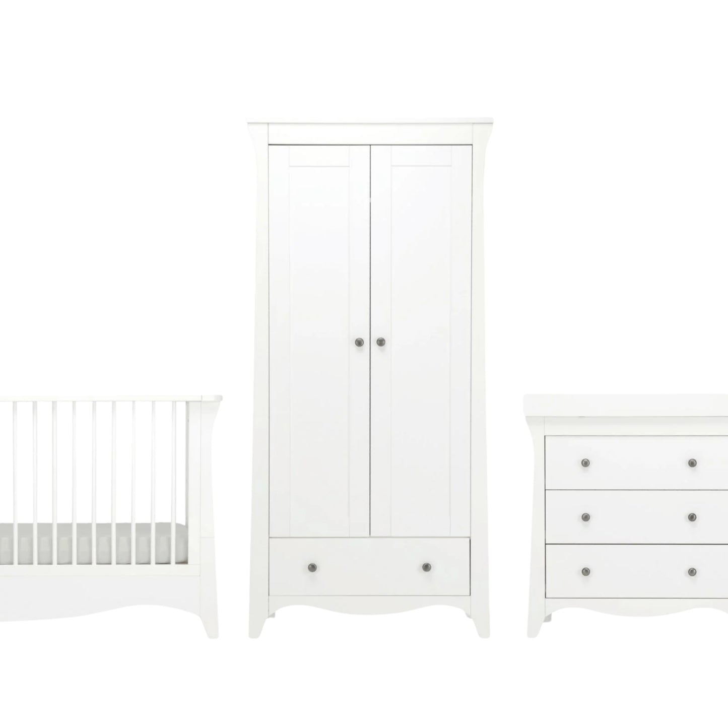 CuddleCo Clara 3pc Nursery Room Set & Mattress, White