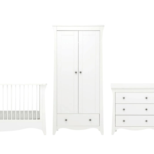 CuddleCo Clara 3pc Nursery Room Set & Mattress, White