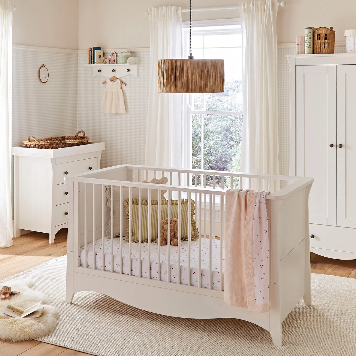 CuddleCo Clara Cotbed & Mattress, White