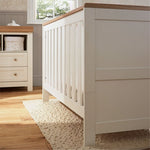 CuddleCo Burford Cot Bed and Mattress, White/Oak