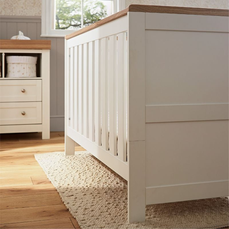 CuddleCo Burford Cot Bed and Mattress, White/Oak