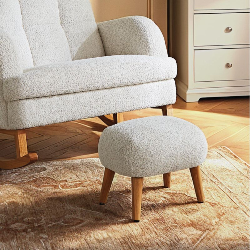 CuddleCo Etta Foot Stool, Boucle Off White