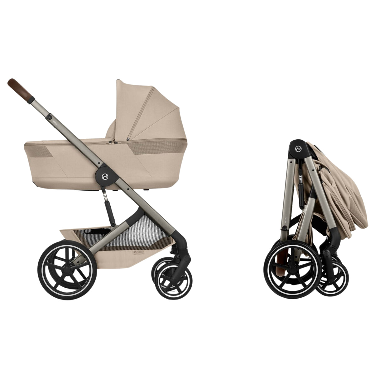 Cybex Balios + Fold Cot Bundle, Almond Beige