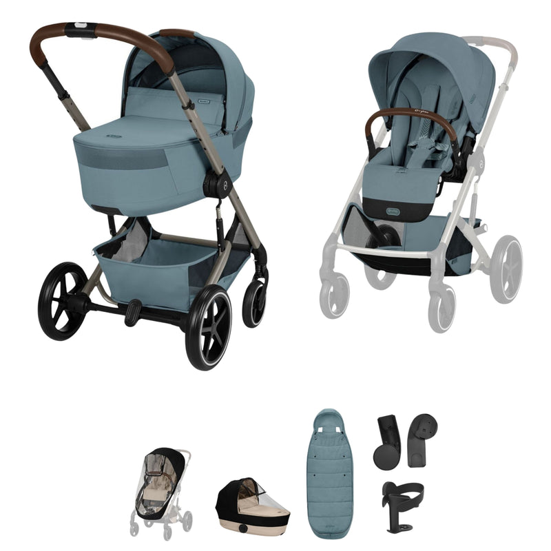 Cybex Balios + Fold Cot Bundle, Stormy Blue