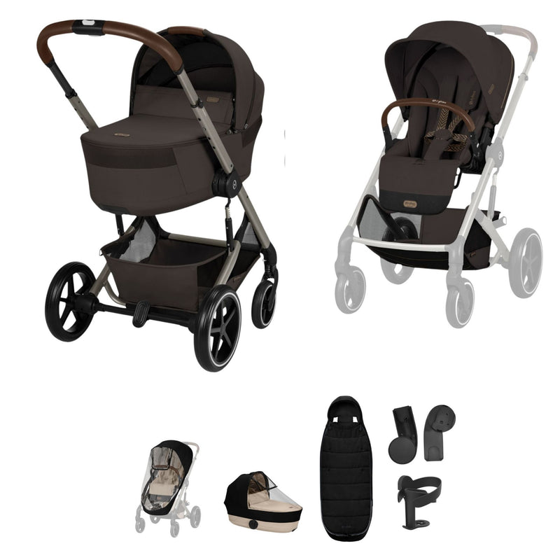 Cybex Balios + Fold Cot Bundle, Chocolate Brown