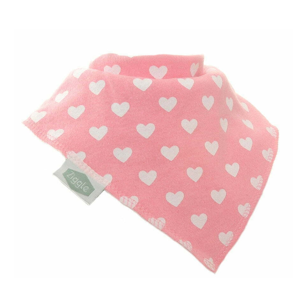 Ziggle 4pc Bandana Dribble Bibs, Hearts and Bows