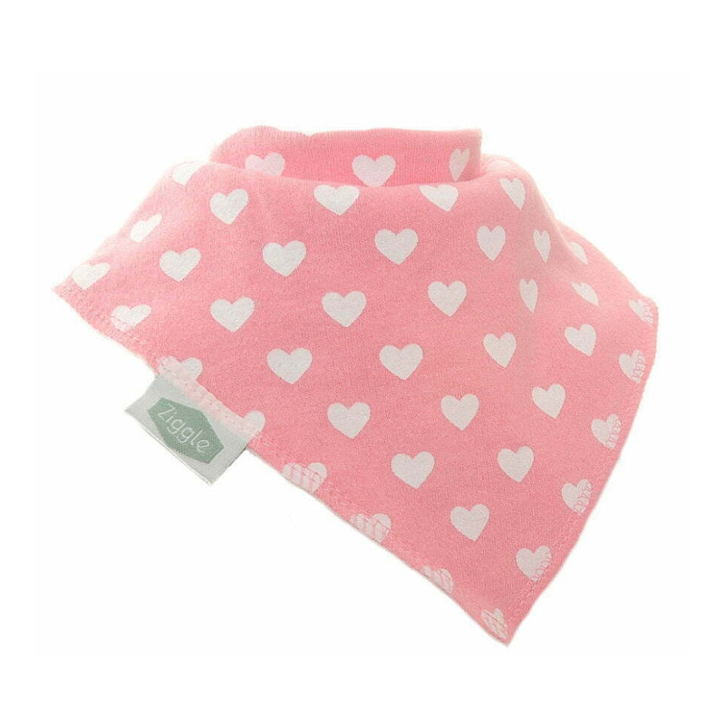 Ziggle 4pc Bandana Dribble Bibs, Hearts and Bows