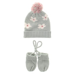 Ziggle Flowers Wooly Hat & Mittens, 0-12m