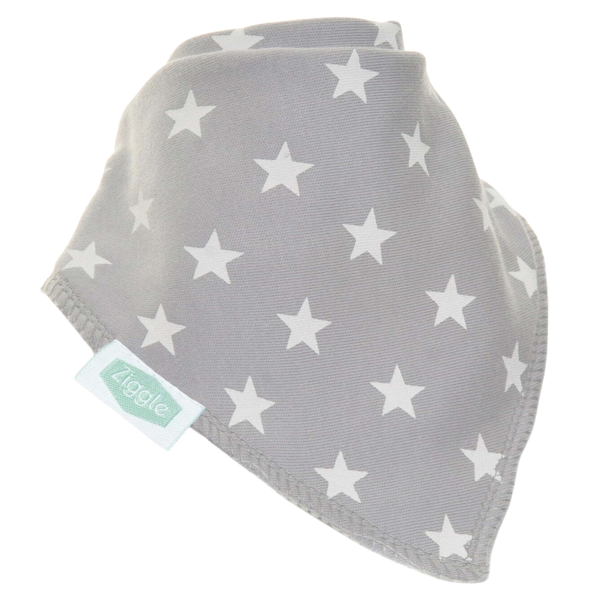 Ziggle Bandana Dribble Bib, Grey with White Stars