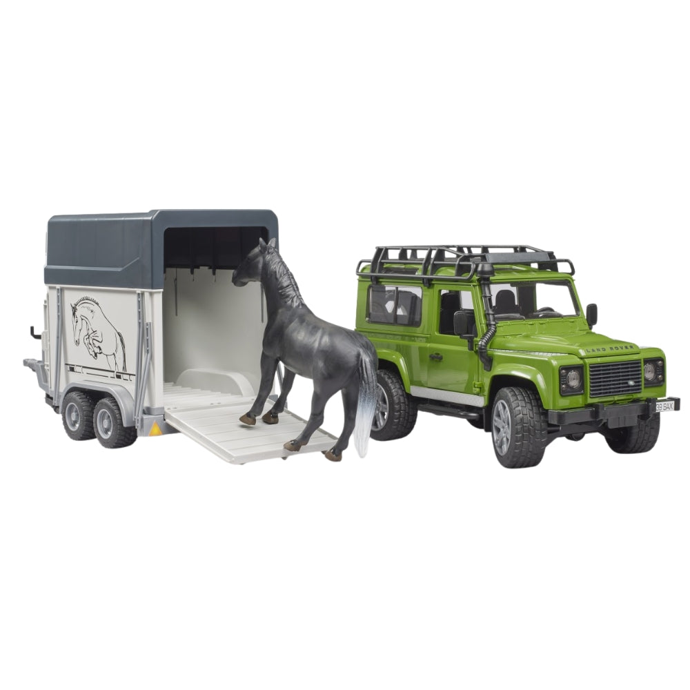Bruder, Land Rover Defender With Horse Trailer
