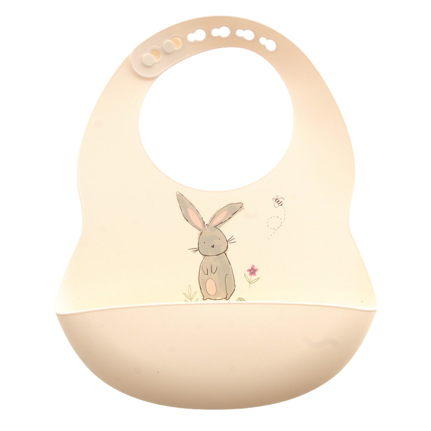 Ziggle Catch It Silicone Bib, Cream Bunny