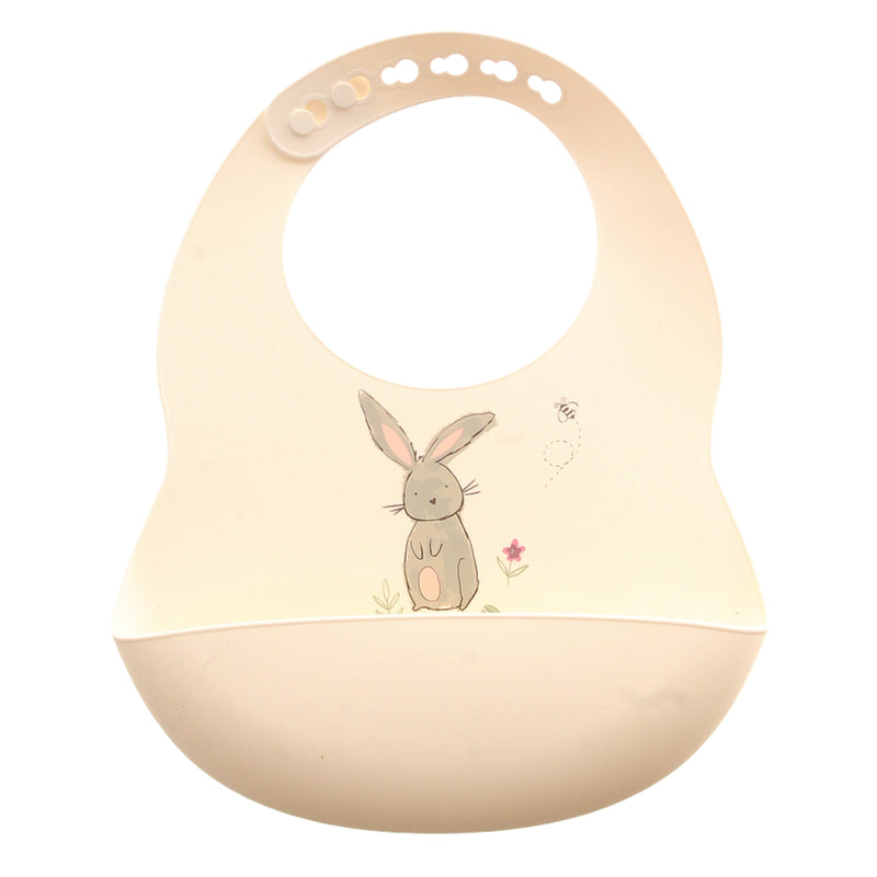 Ziggle Catch It Silicone Bib, Cream Bunny