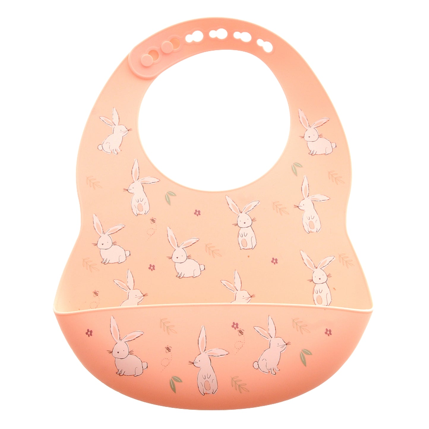 Ziggle Catch It Silicone Bib, Pink Bunnies