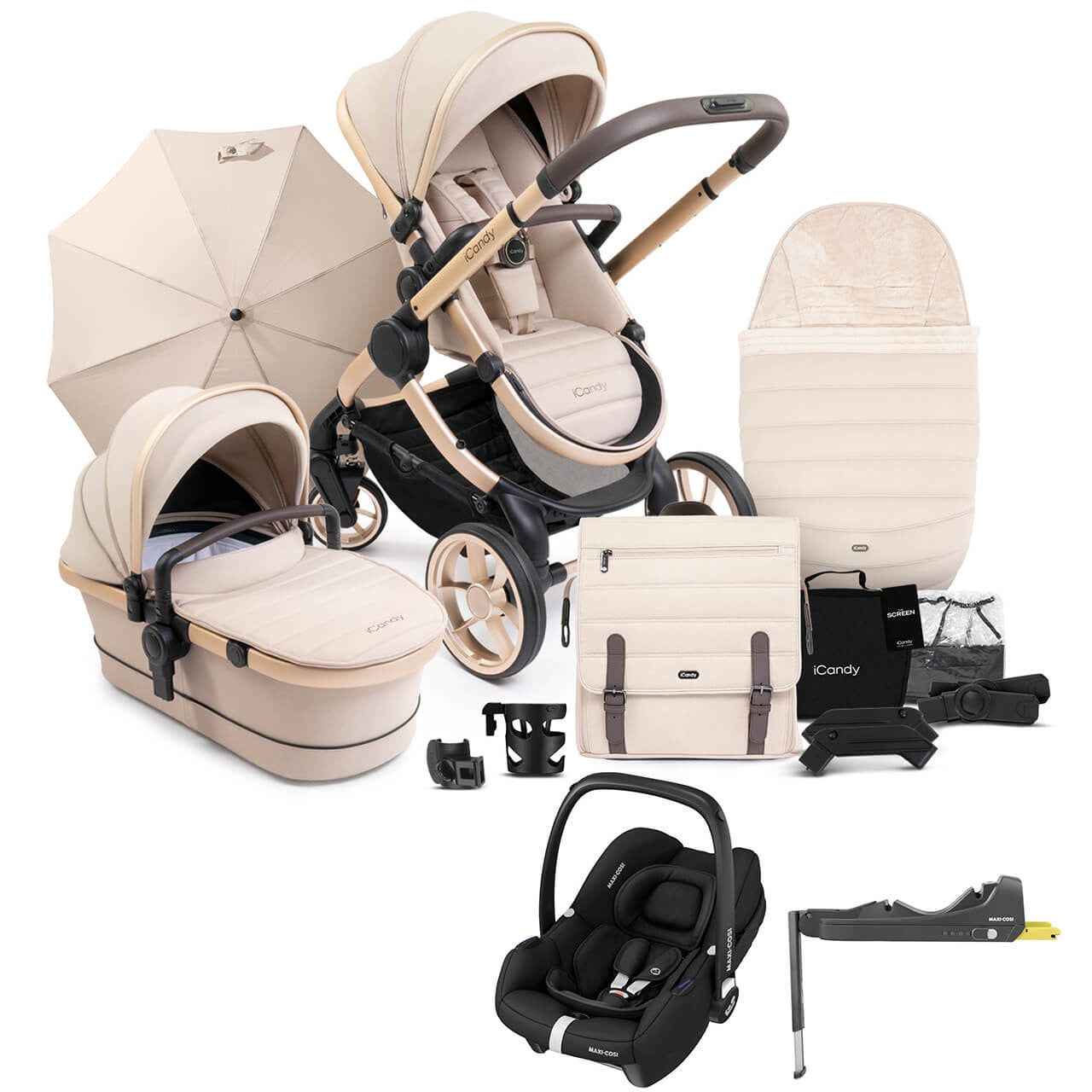 iCandy Peach 7 Complete Pushchair Bundle w/ Maxi Cosi Cabriofix
