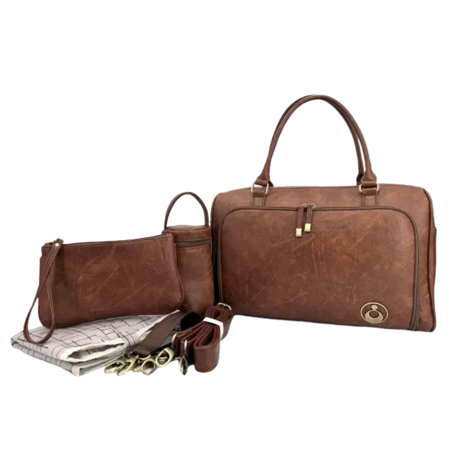 Ioski Redwood Double Zip Satchel, Chestnut