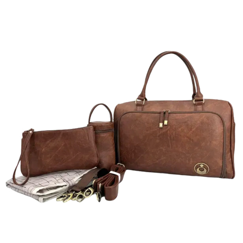 Ioski Redwood Double Zip Satchel, Chestnut