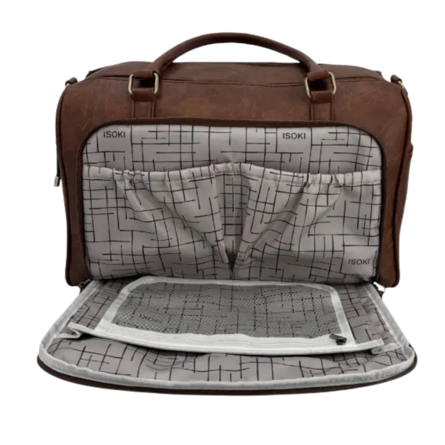 Ioski Redwood Double Zip Satchel, Chestnut
