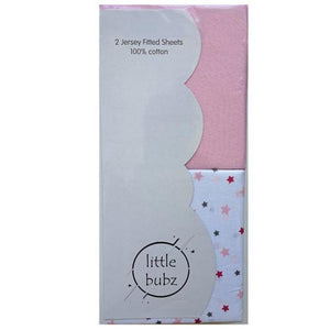 Little Bubz Cot Bed Sheets Pink Star