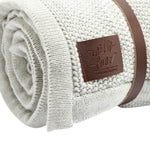 The Little Green Sheep Knitted Fleece Blanket, Dove